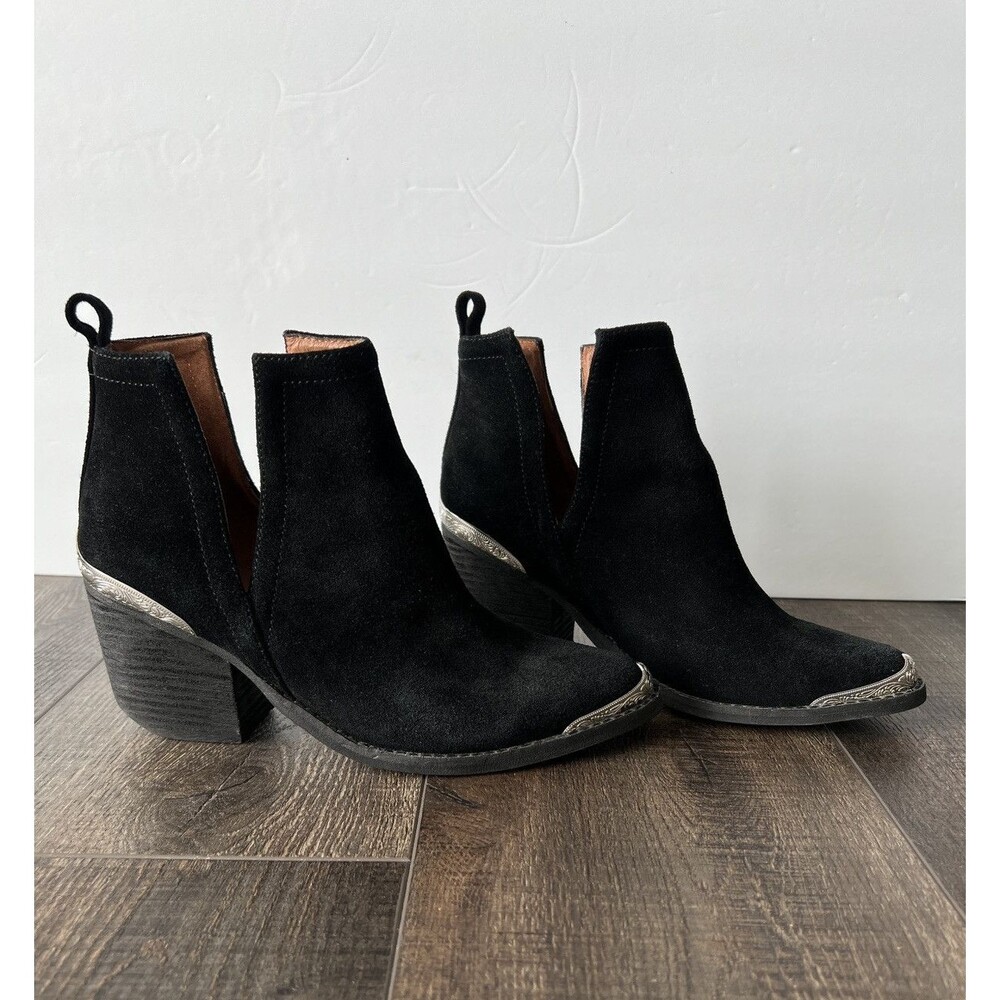 Jeffrey Campbell Boots Women's 6.5 Black Suede Cromwell Ankle Booties Western